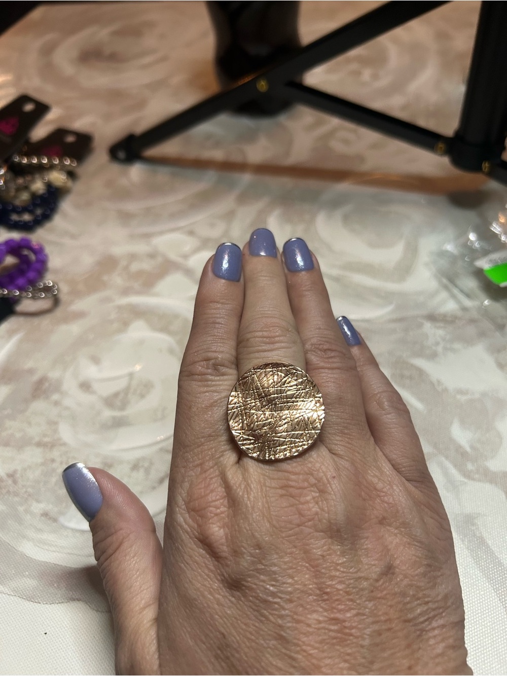 paparazzi Gold Textured Disc Statement Ring